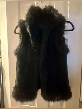 Express Black Faux Fur Vest with Plush Lining